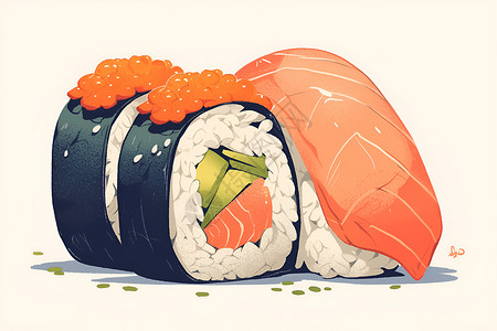手绘美味寿司背景图片