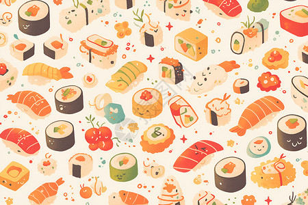 各种可爱寿司背景图片