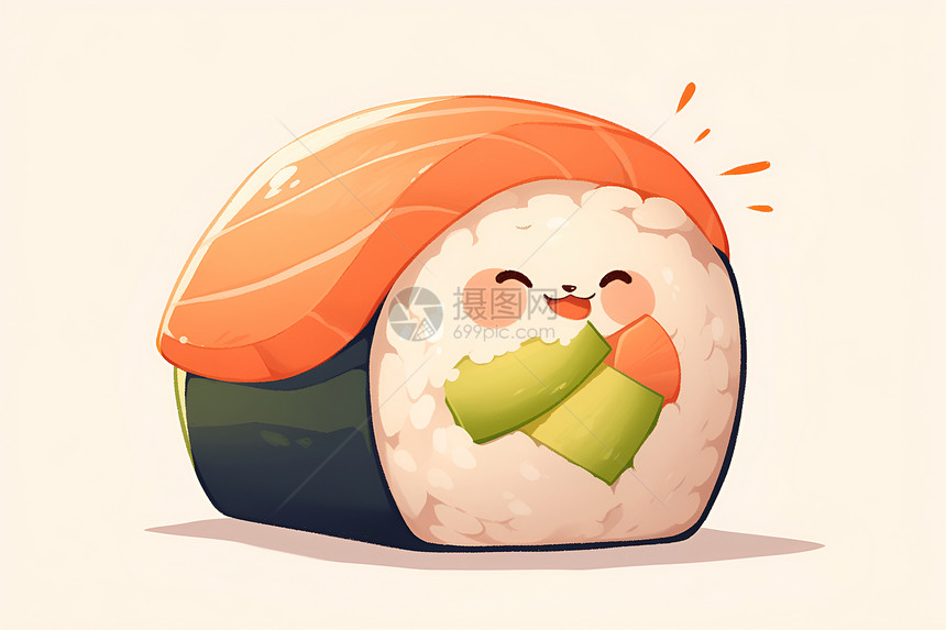 快乐的寿司卷图片