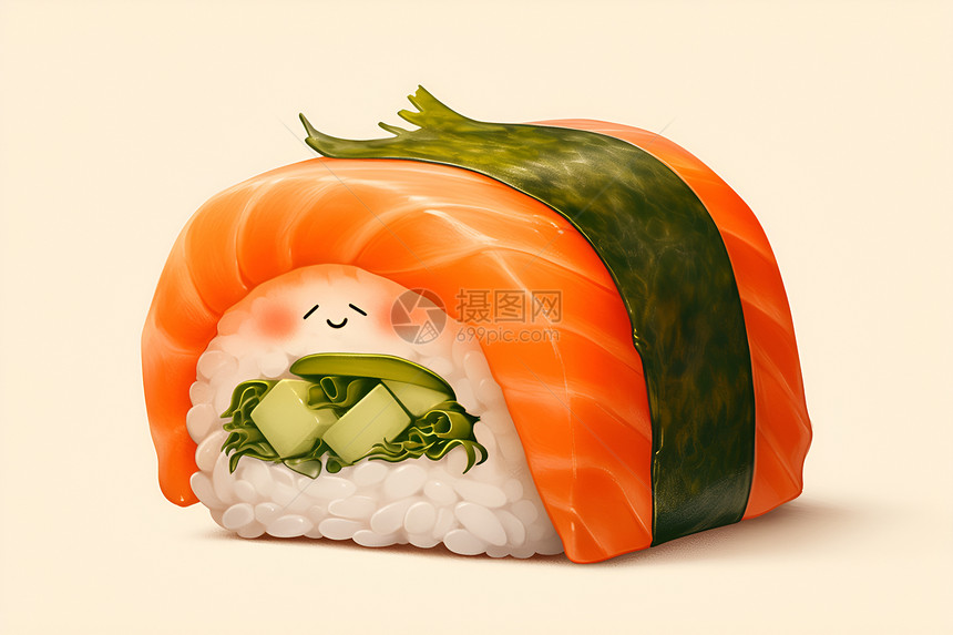 可爱寿司的微笑图片