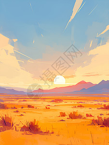 日出沙漠黎明时分沙漠的严酷之美插画