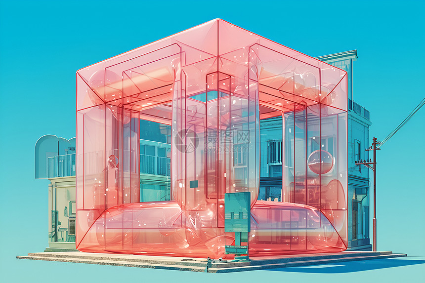 粉色透明的充气建筑图片