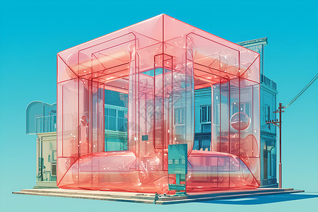 粉色透明的充气建筑背景图片