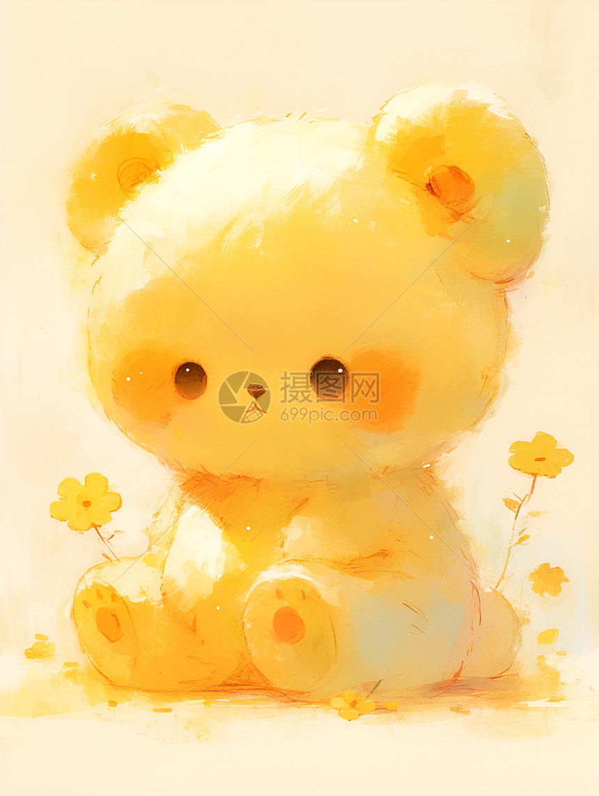 可爱的黄色玩具熊图片