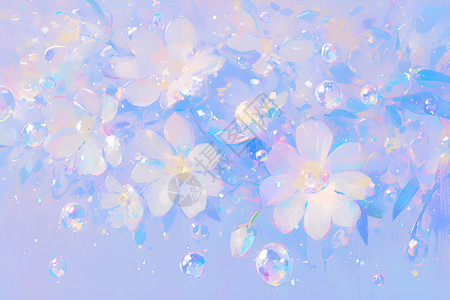 梦幻的花朵花朵幻彩气泡高清图片