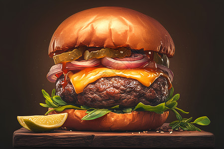 香脆马蹄香脆多汁的汉堡设计图片