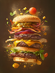 味道素材汉堡爆炸的味道设计图片
