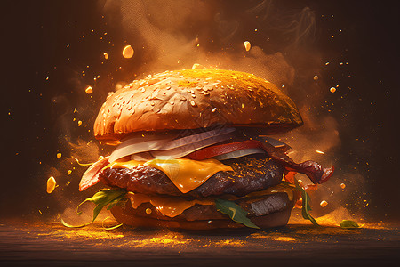 美味小吃一个美味汉堡设计图片