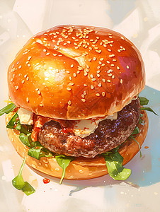 美味汉堡的食物背景图片