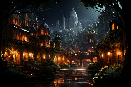 夜幕下的城市背景图片