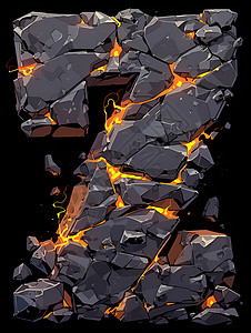 黑石头素材黑石头组成的数字7插画
