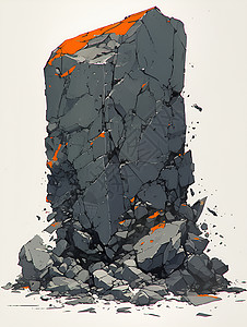 彩绘石头彩绘黑色岩石插画