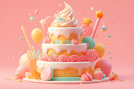 蛋糕多层多层生日蛋糕插画