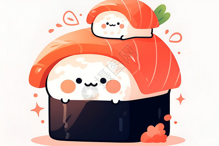 一只可爱的动漫风寿司卷背景图片
