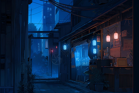 夜晚街头的餐厅背景图片
