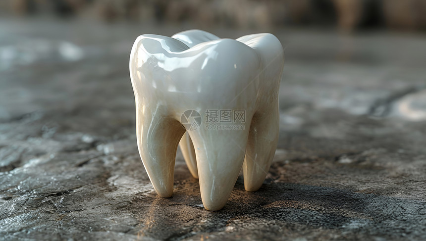 地面上立体的牙齿模型图片