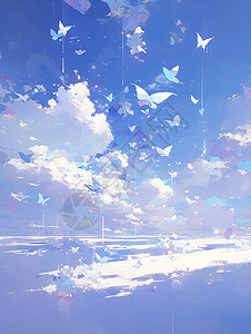 飞舞于云间的蝴蝶插画