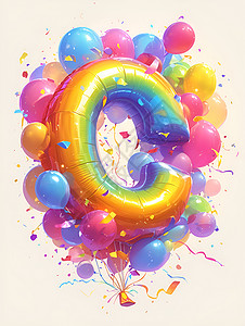 彩色漂浮物奇幻的彩色气球插画