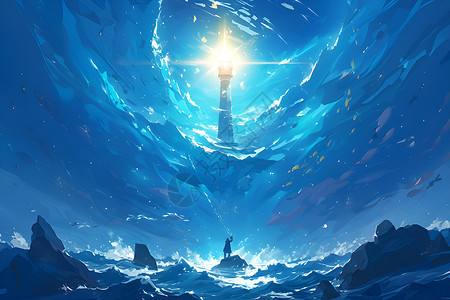 大海的灯塔背景图片