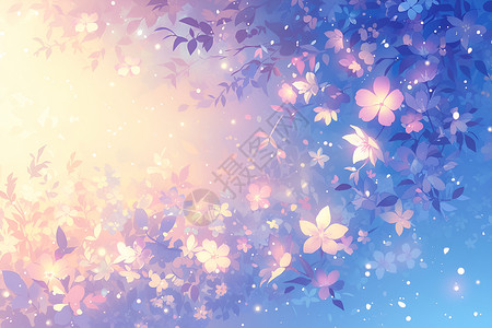 中心亮光的花朵簇拥背景图片