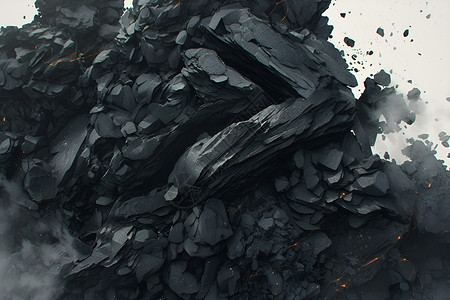 黑色的煤炭燃烧煤渣高清图片