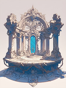 宫廷里的喷泉雕塑插画
