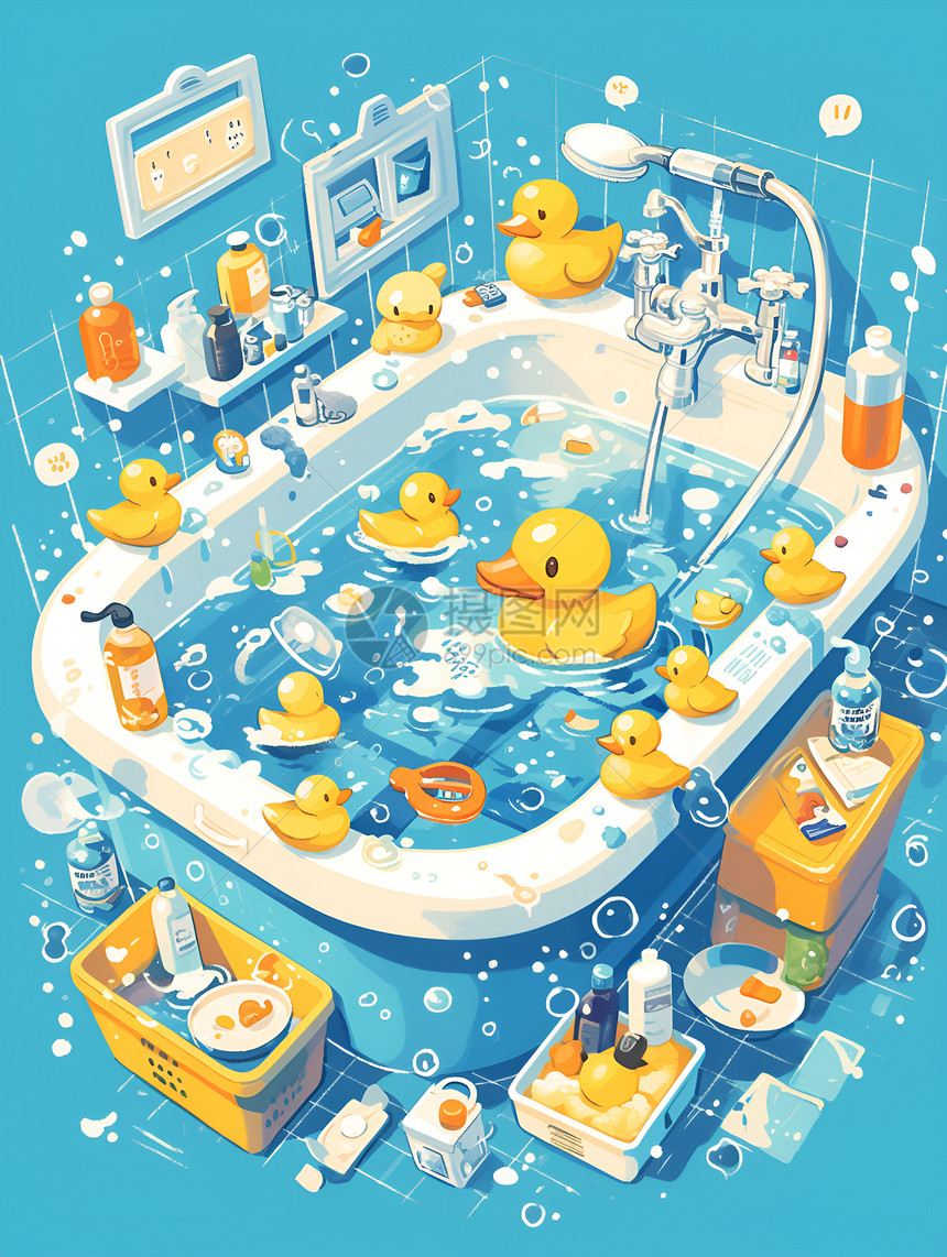 浴缸中的鸭子图片