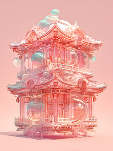 粉色的建筑物插图背景图片