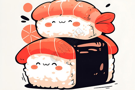 卡通鲜虾寿司背景图片
