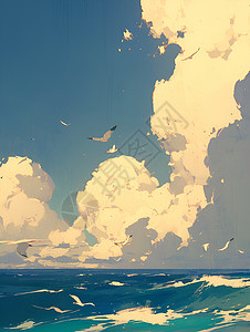 海面上的海鸥背景图片