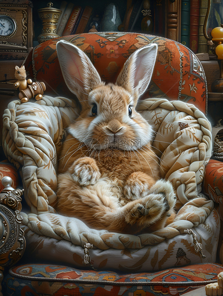 沙发上的兔子图片