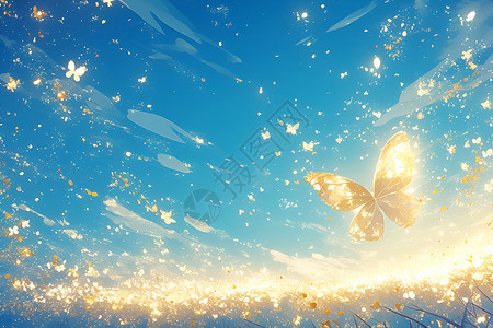 飞翔的金色蝴蝶背景图片