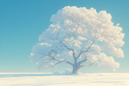 雪覆盖的土地雪原上的树插画