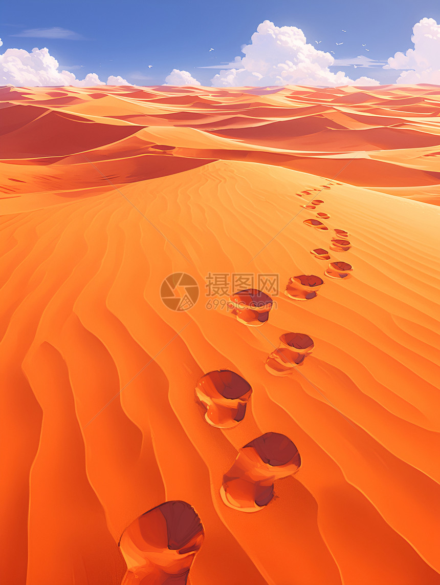 沙漠上的足迹图片