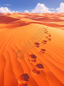 荒漠背景沙漠上的足迹插画