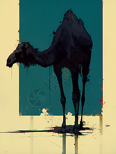影子创意孤独的小骆驼插画