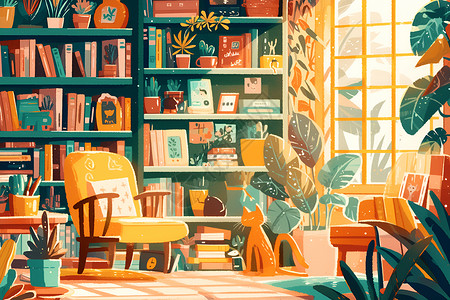 阳光下的书房背景图片