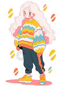 粉色服饰粉色头发的少女插画