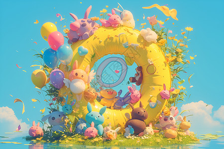 梦幻的彩色气球背景图片