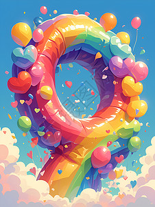 彩虹气球字母缤纷色高清图片
