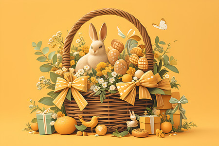 兔子礼品篮背景图片