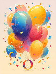 字母拼接色彩色的气球插画