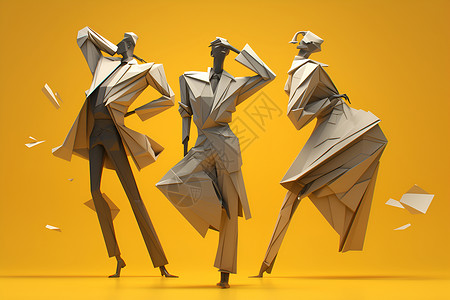 站立人物素材折纸人的姿势插画
