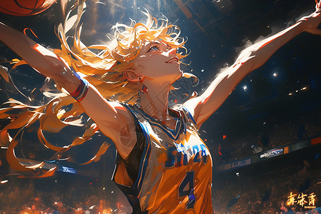 篮球场上的活力女孩背景图片