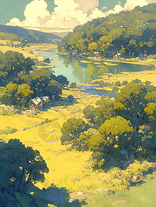 静谧乡村美景背景图片