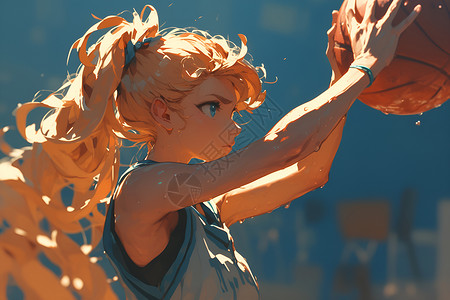 金色头发的篮球女孩背景图片