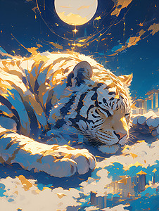 老虎的艺术插画背景图片