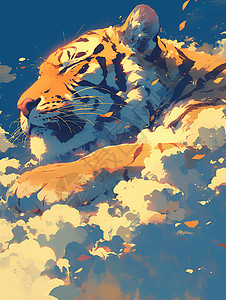 梦幻的老虎插画背景图片