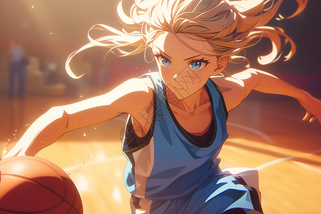 金发篮球女孩插画背景图片