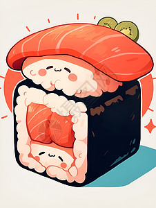 加州寿司卷红色寿司插画